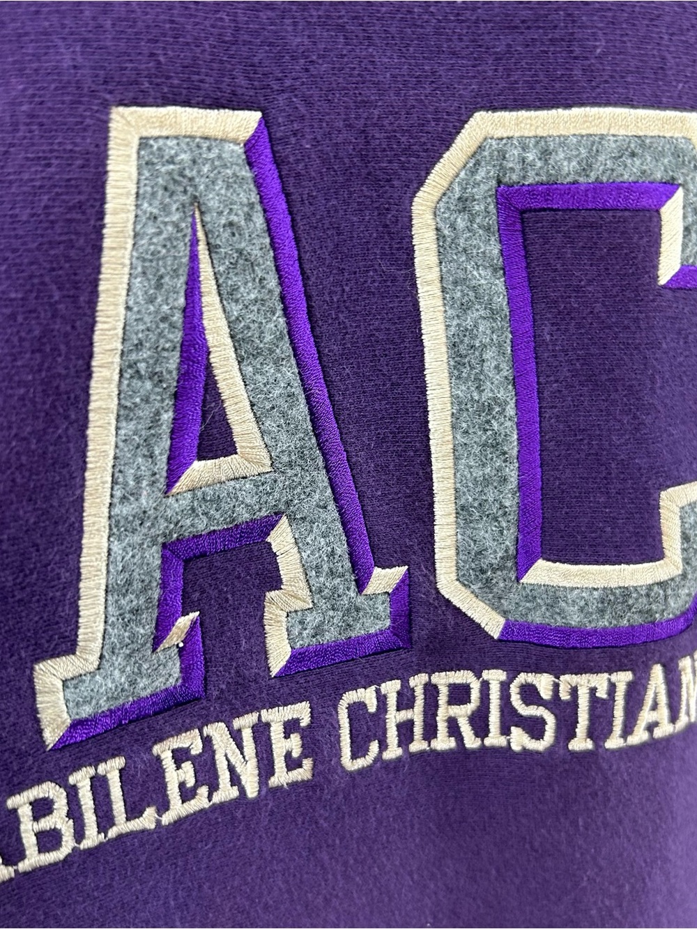 Vtg ACU Abilene Christian Univ Purple Crewneck Sweatshirt XL Pro Weave MV Sport - Picture 3 of 11